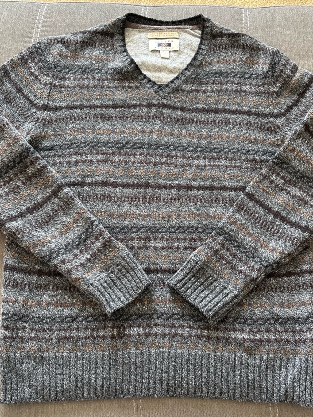 joseph abboud man’s wool blend geometric stripes XL Made in Italy